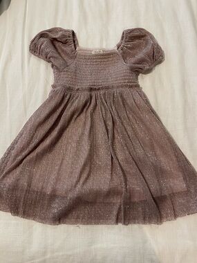 Crewcuts Shimmery Mauve Puff-Sleeve Dress